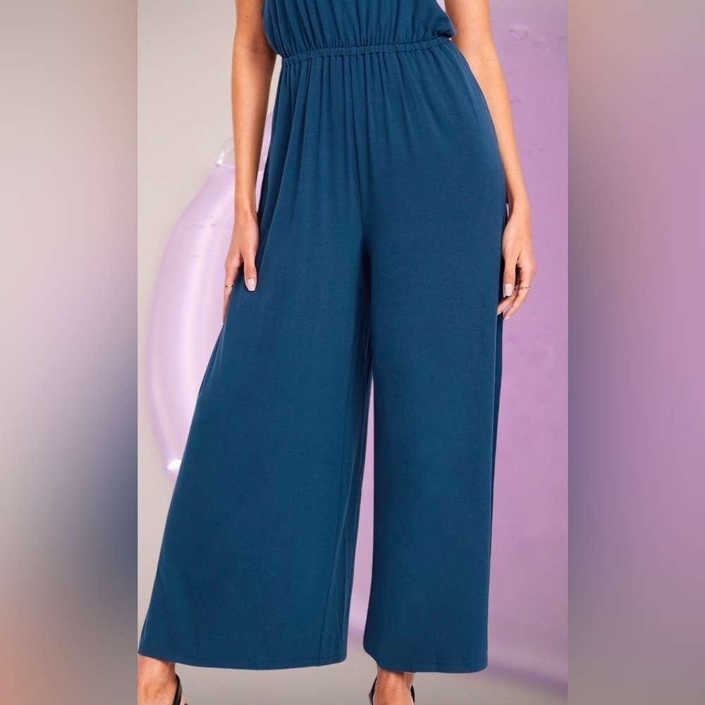 NWTS🦋GAP OLD NAVY LG🦋WAIST DEFINED HALTER STYLE JUMPSUIT FITTED BODICE WIDE LEG - Picture 11 of 15